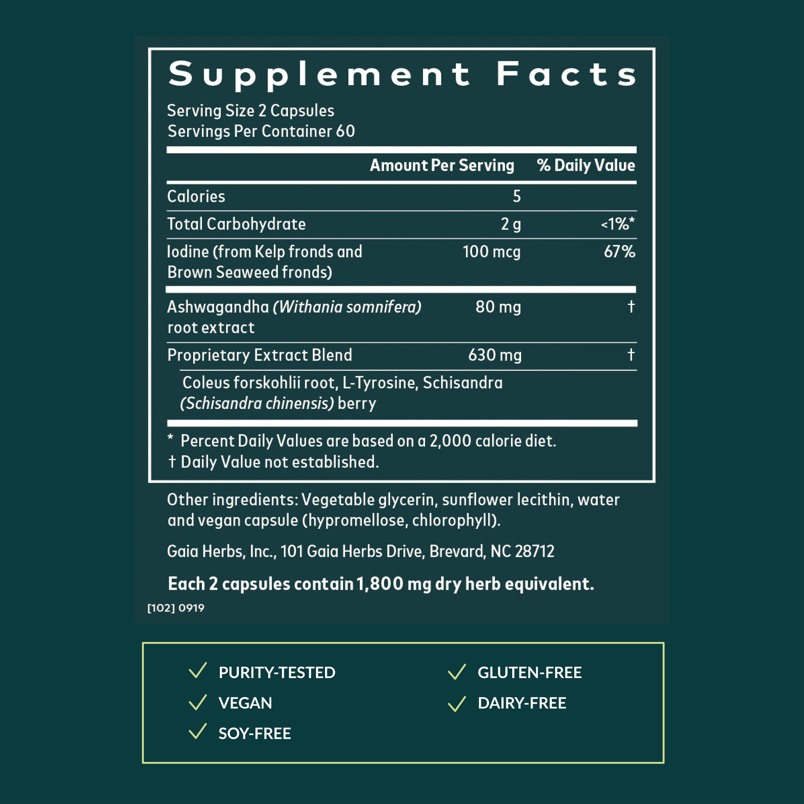 Gaia Herbs Ashwagandha Root - Stress Relief & Sleep Support* - 120 Vegan Liquid Phyto-Caps & Thyroid Support - Support Healthy Metabolic Balance & Overall Well-Being* - 120 Vegan Liquid Phyto - Image 3