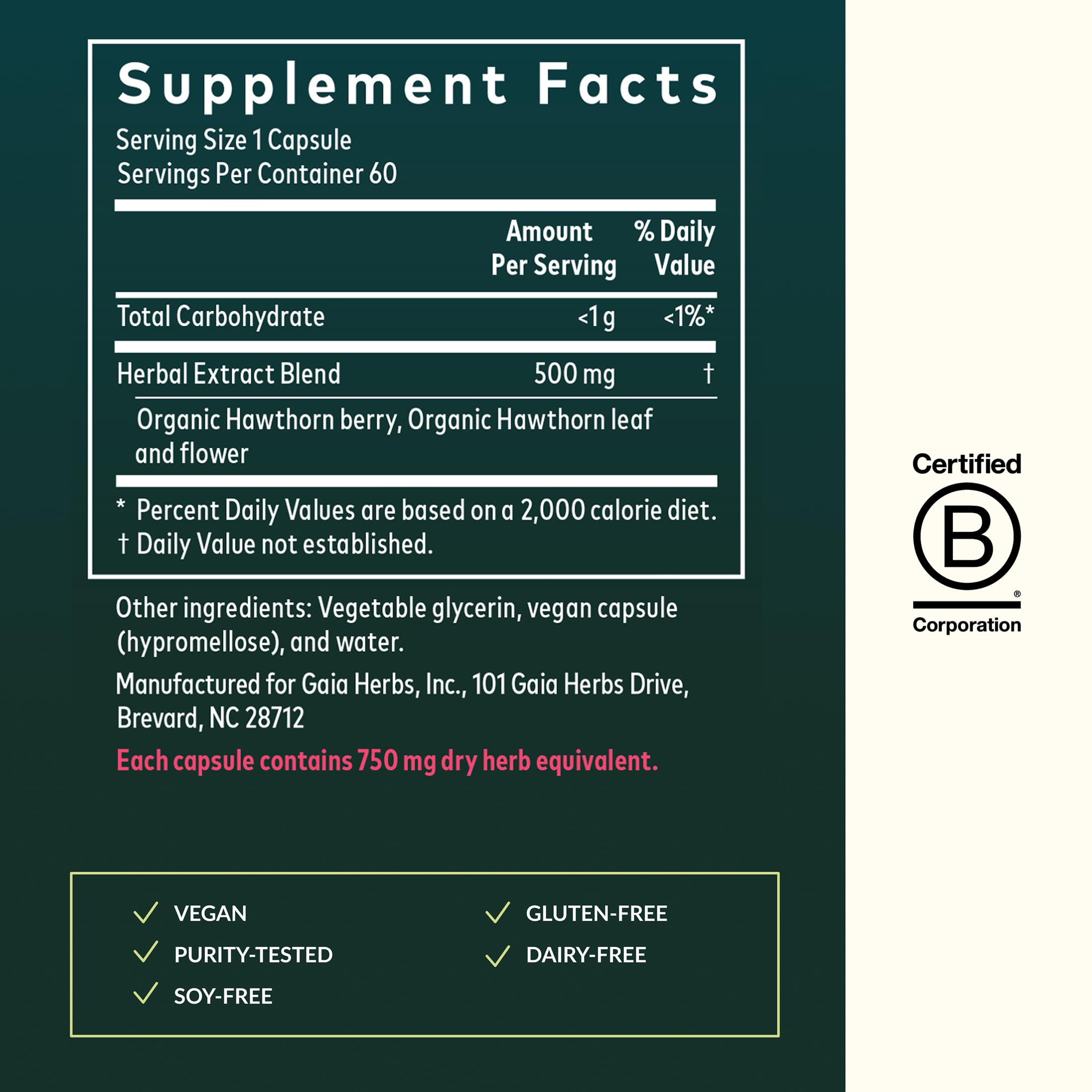 Gaia Herbs Hawthorn Supreme - Hawthorn Berry Supplement - with Herbs Traditionally Used to Support Heart Health* - 60 Vegan Liquid Phyto-Caps (60 Servings) - Image 3