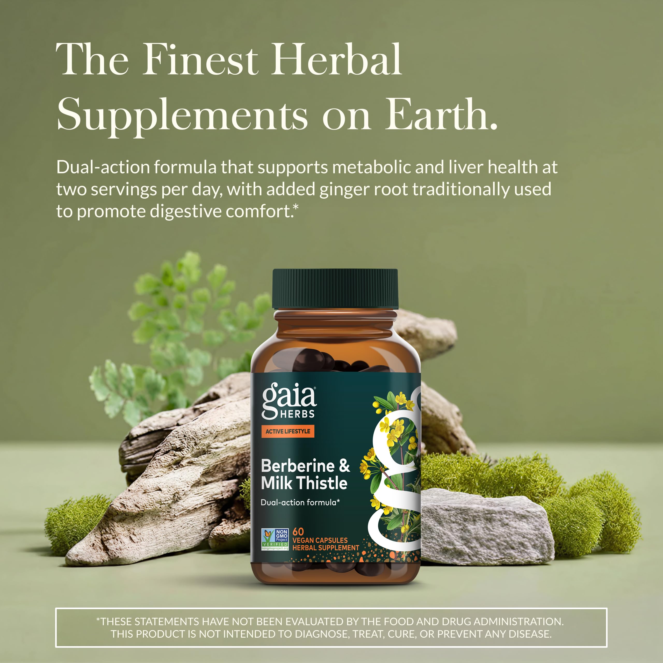 Gaia Herbs Berberine & Milk Thistle - Milk Thistle & Berberine Supplement with Ginger Root - Supports Liver Health* - Vegan, Gluten-Free, Dairy-Free, Non-GMO Project Verified - 60 Capsules - Image 3