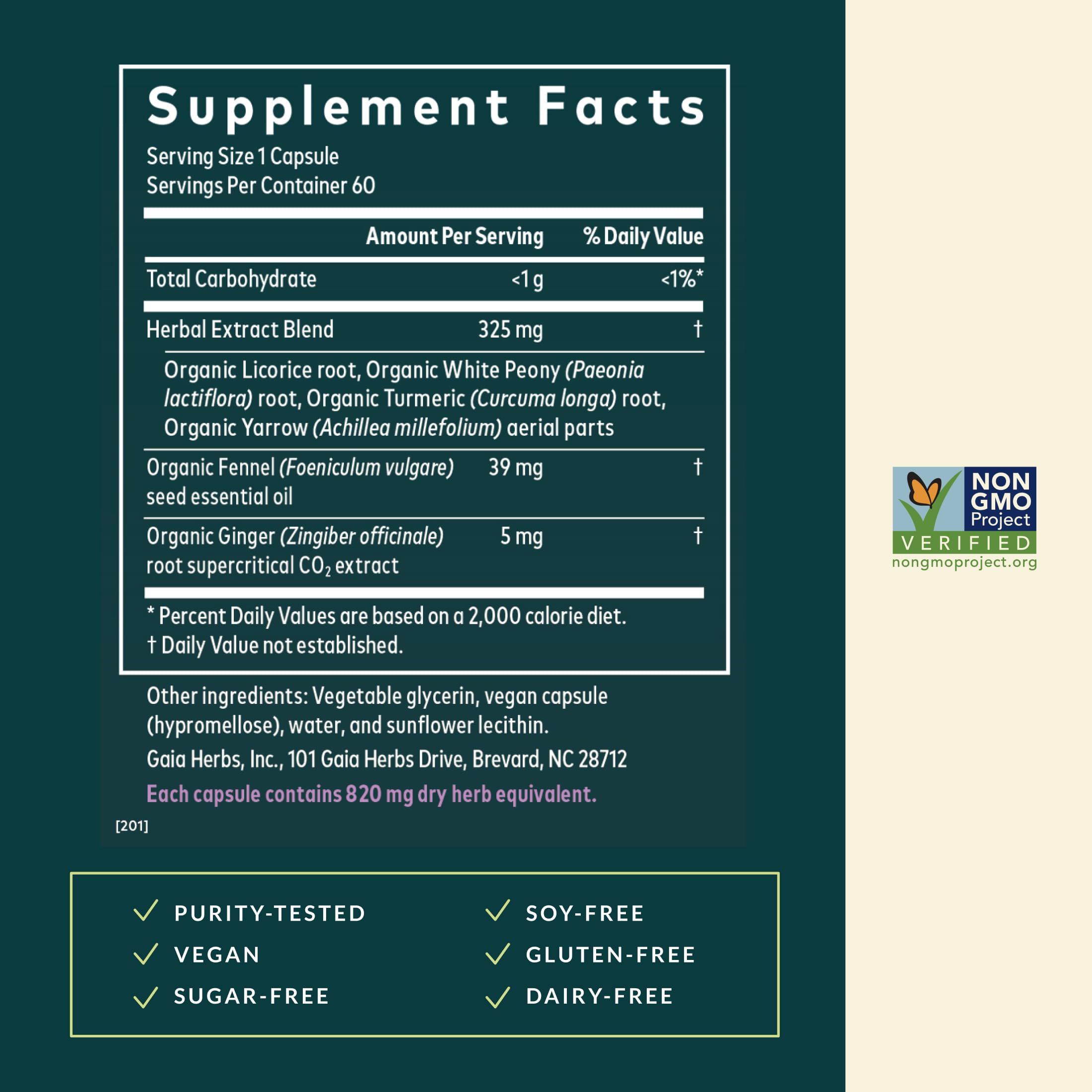 Gaia Herbs Cramp Relief - Herbal Supplement for Period Cramp Relief* - Made with Fennel Seed, Licorice Root & More - 60 Vegan Liquid Phyto-Caps (60 Servings) - Image 3