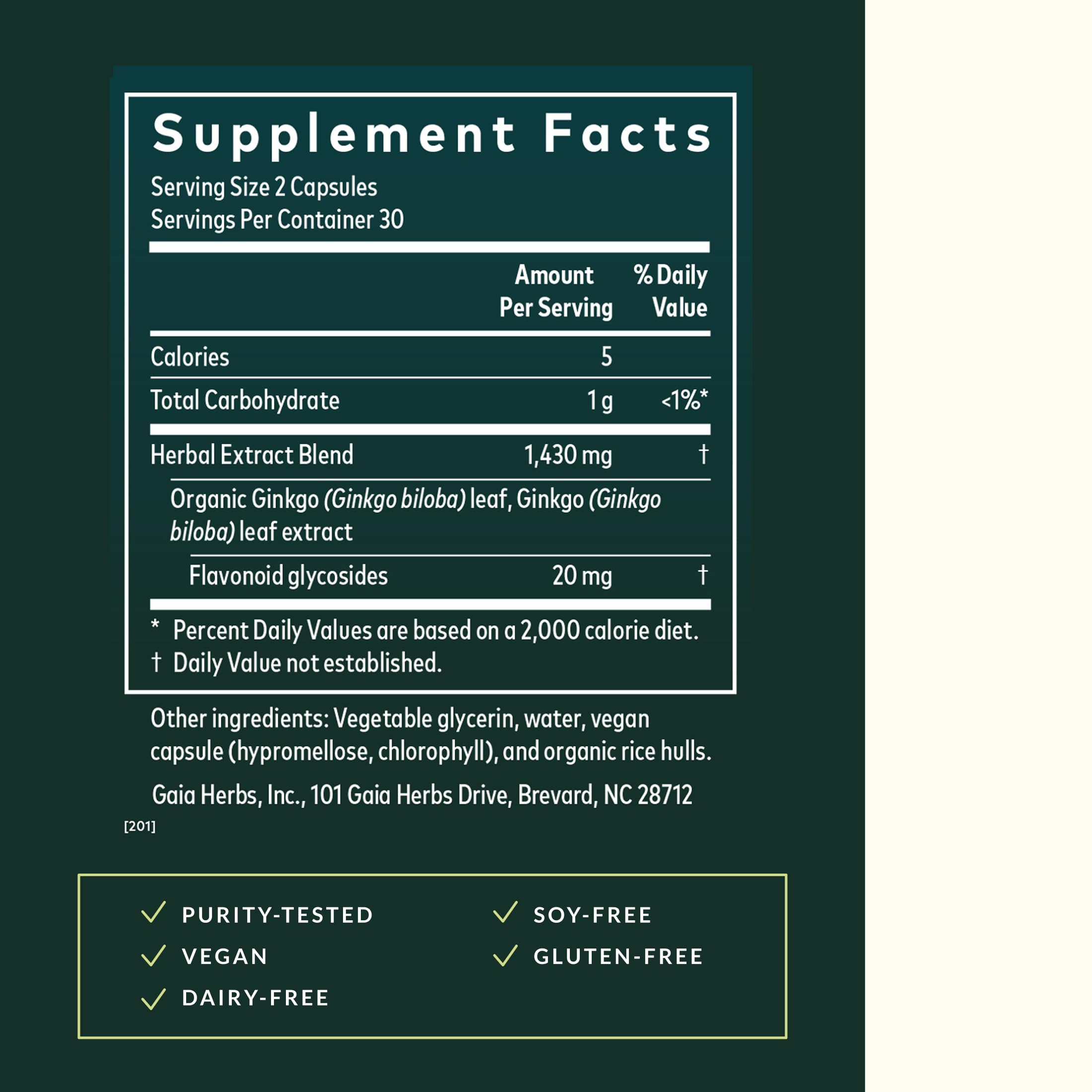 Gaia Herbs Ginkgo Leaf - Traditionally Used to Support Healthy Circulation & Brain Function* - Herbal Supplement - 60 Vegan Liquid Phyto-Caps (30 Servings) - Image 3