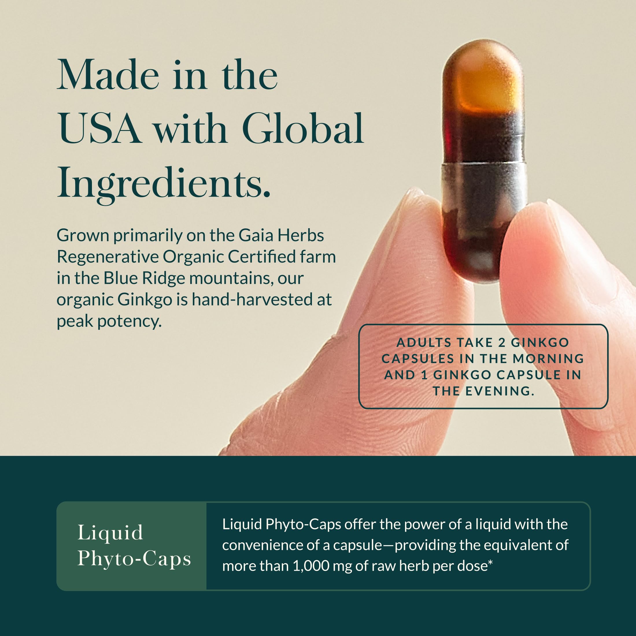 Gaia Herbs Ginkgo Leaf - Traditionally Used to Support Healthy Circulation & Brain Function* - Herbal Supplement - 60 Vegan Liquid Phyto-Caps (30 Servings) - Image 4