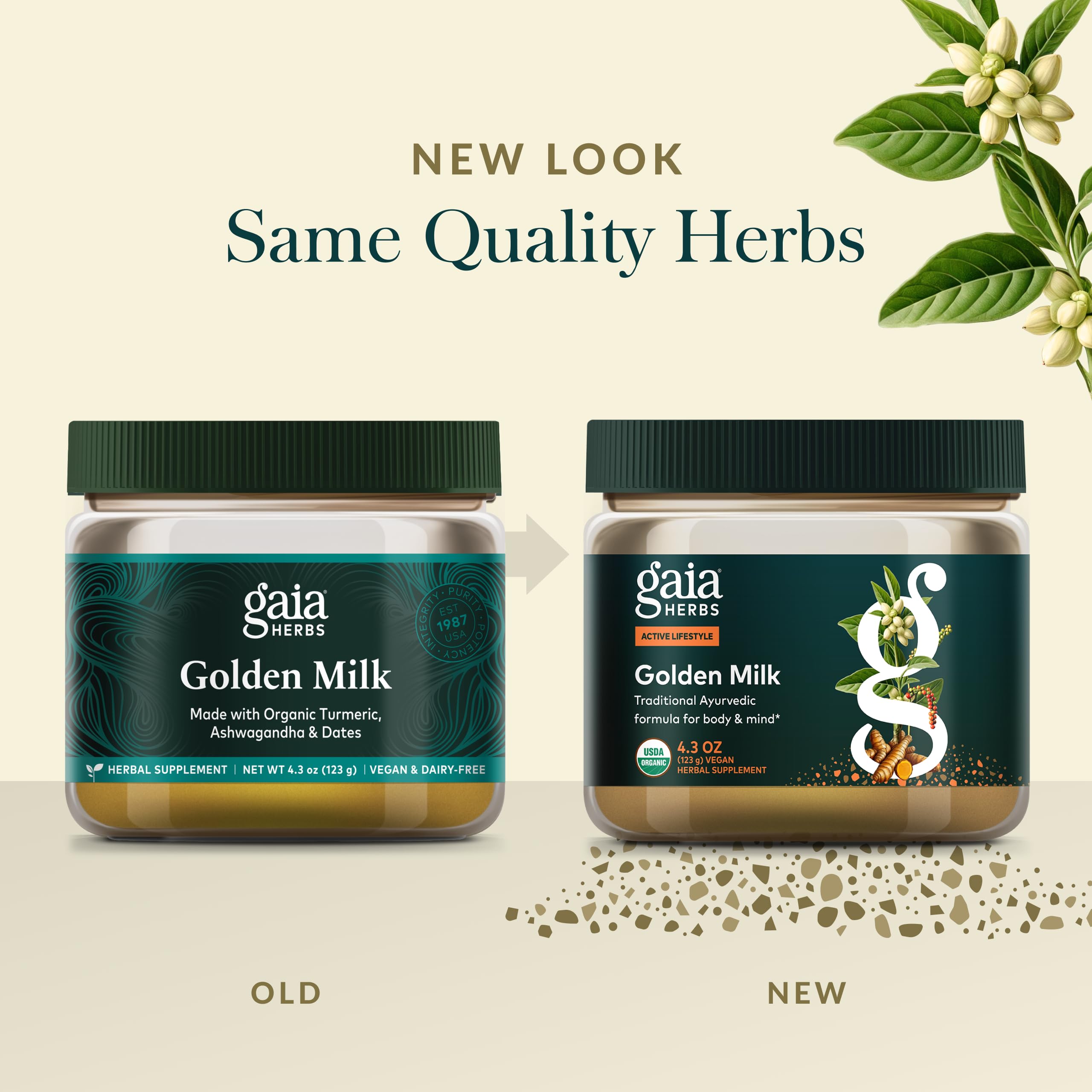 Gaia Herbs Golden Milk - Traditional Relaxation Support Supplement Powder with Organic Turmeric, Black Pepper, Ashwagandha, Cardamom & More for an Ayurvedic Cup of Calm* - 4.3 Oz (About 35 Servings) - Image 6