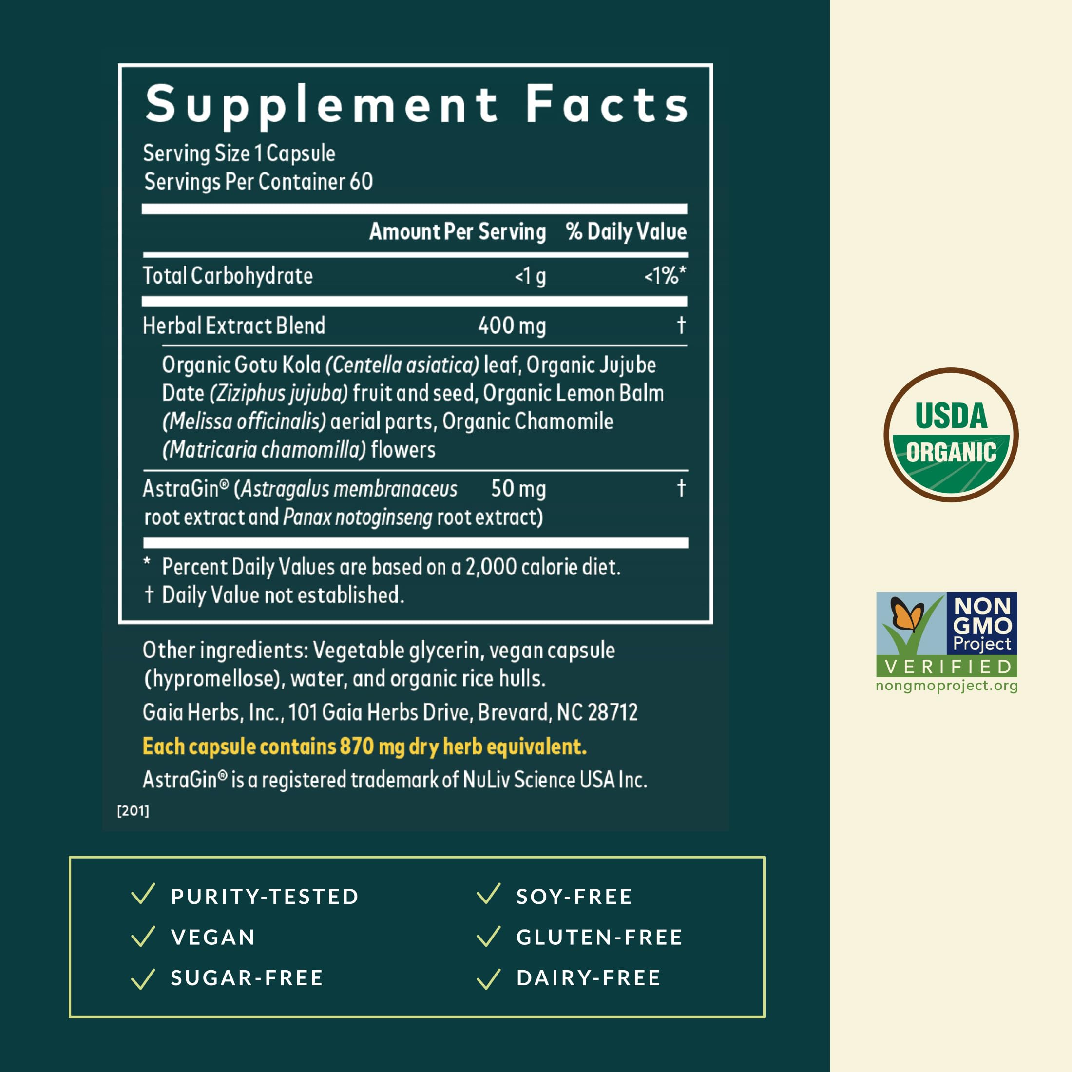 Gaia Herbs Gut Revival - Herbal Supplement to Support Healthy Gut Lining* - Made with AstraGin, Gotu Kola, Jujube & More - Free from Dairy, Soy & Gluten - 60 Vegan Liquid Phyto-Caps (60 Servings) - Image 3