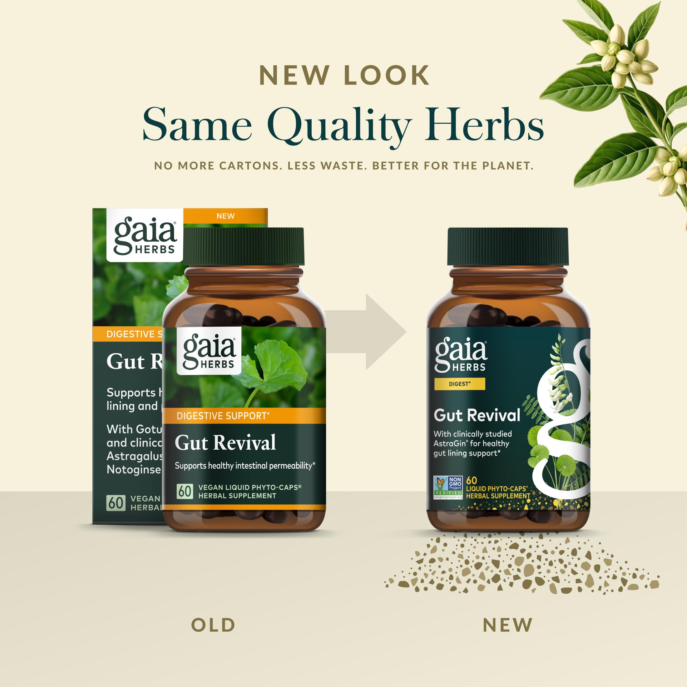 Gaia Herbs Gut Revival - Herbal Supplement to Support Healthy Gut Lining* - Made with AstraGin, Gotu Kola, Jujube & More - Free from Dairy, Soy & Gluten - 60 Vegan Liquid Phyto-Caps (60 Servings) - Image 6