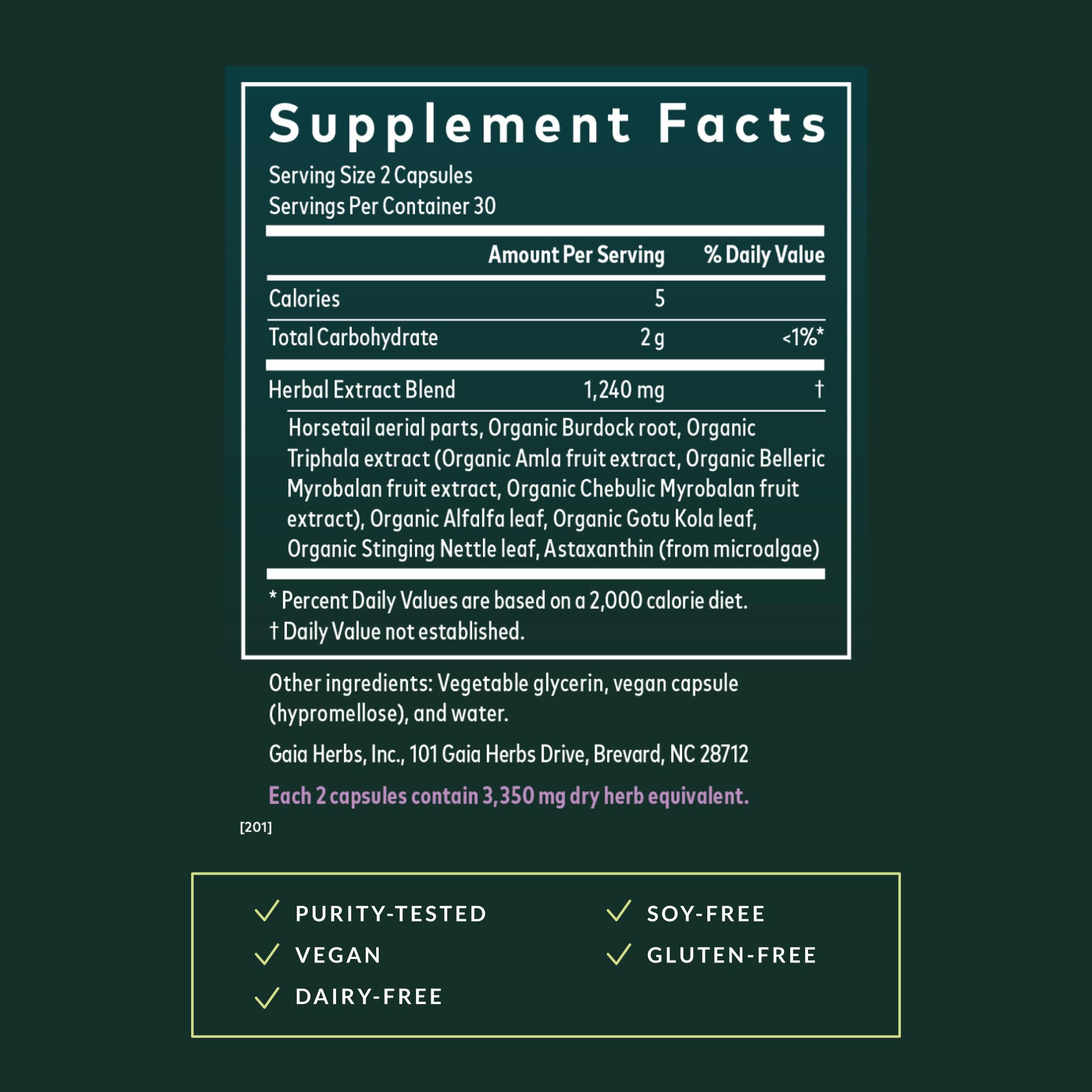 Gaia Herbs Hair, Skin & Nails - Supplement to Support Healthy Skin, Hair & Nail Health* - Astaxanthin, Horsetail, Gotu Kola & Burdock - 60 Vegan Liquid Phyto-Capsules (30 Servings) - Image 3