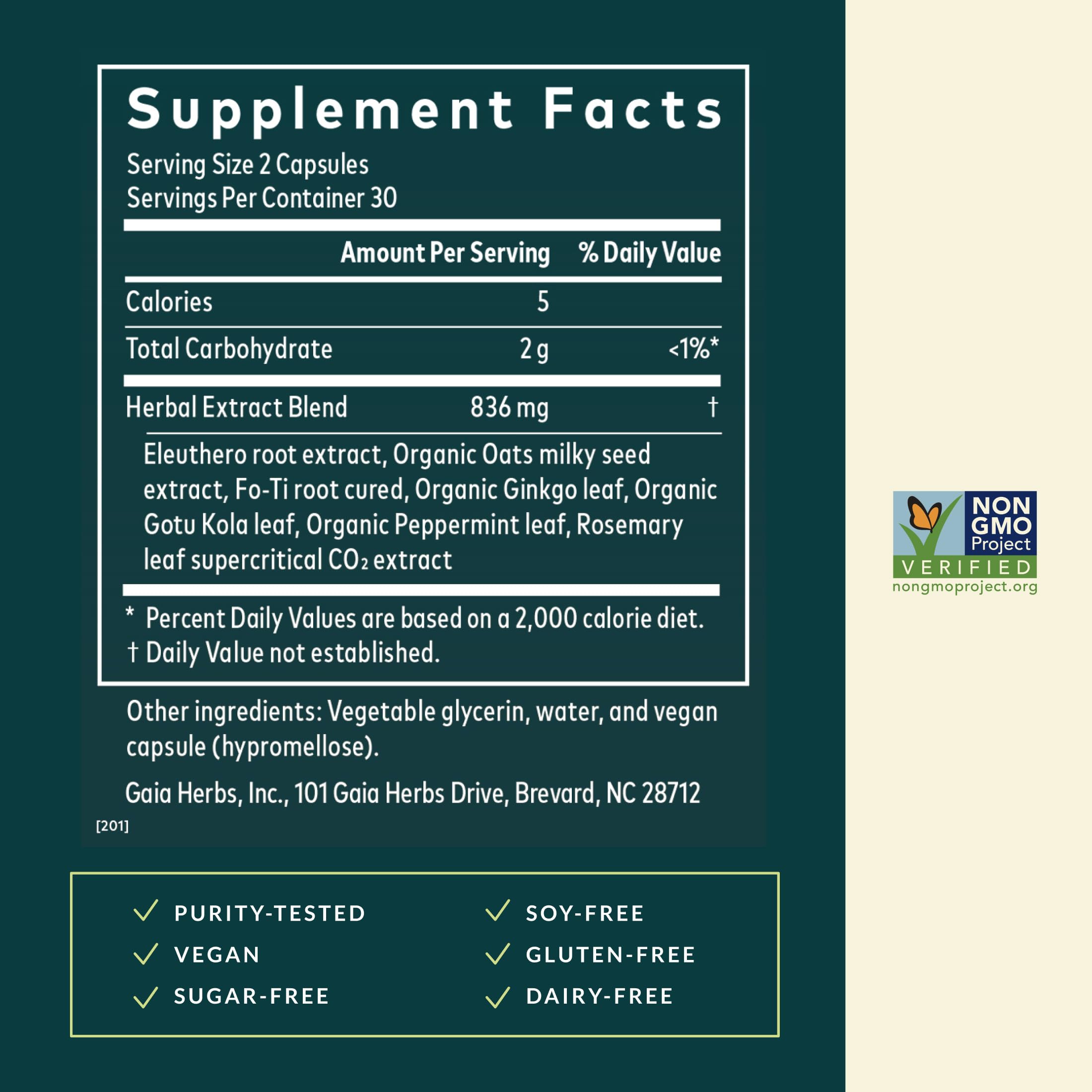 Gaia Herbs Mental Alertness - Brain Support Supplement with Herbs Traditionally Used to Help Support Focus & Memory* - With Eleuthero, Ginkgo Leaf & More - 60 Vegan Liquid Phyto-Capsules (30 Servings) - Image 3