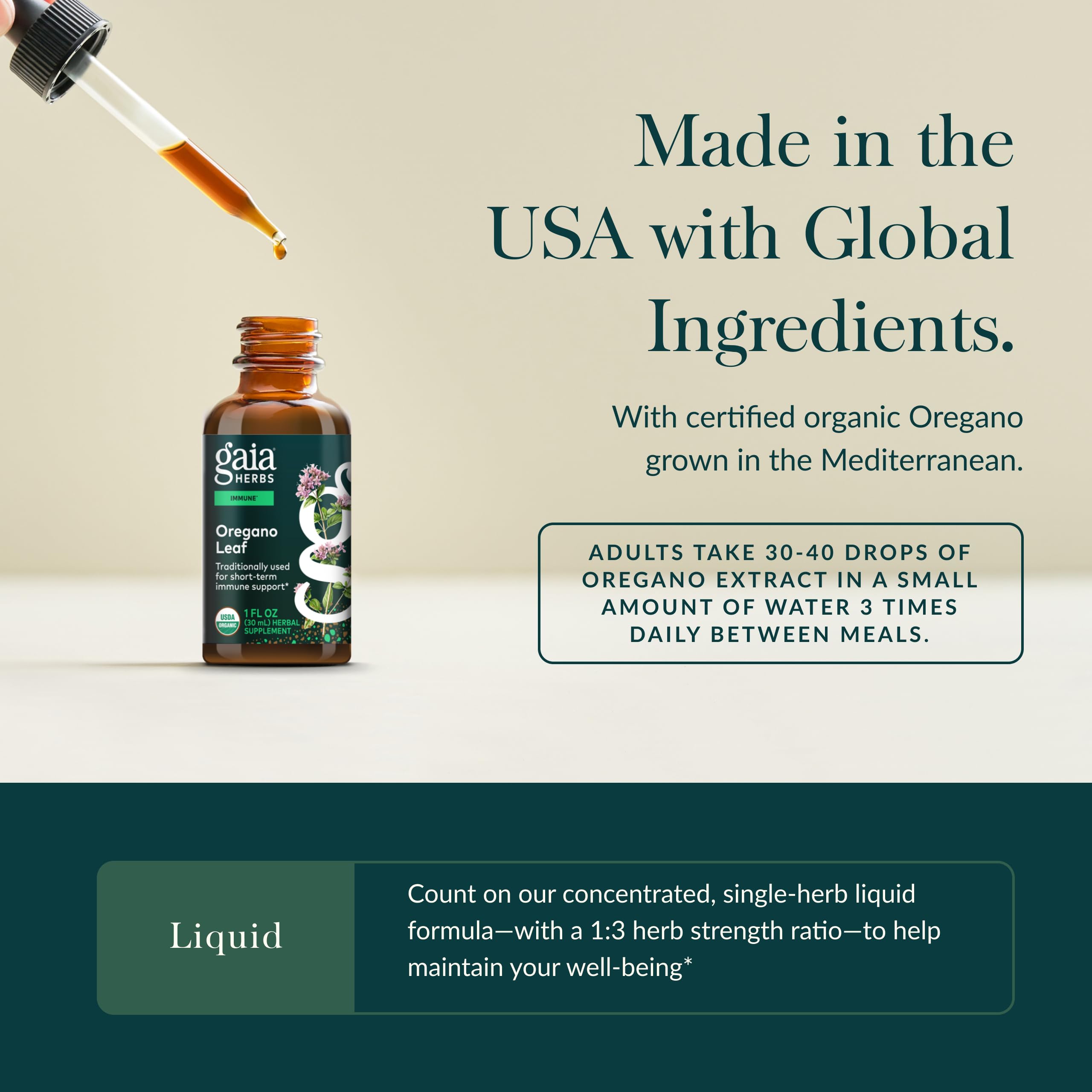 Gaia Herbs Oregano Leaf - Immune Support Herbal Supplement* - with Oregano Leaf Extract - Certified Organic - 1 Fl Oz (23 Servings) - Image 4