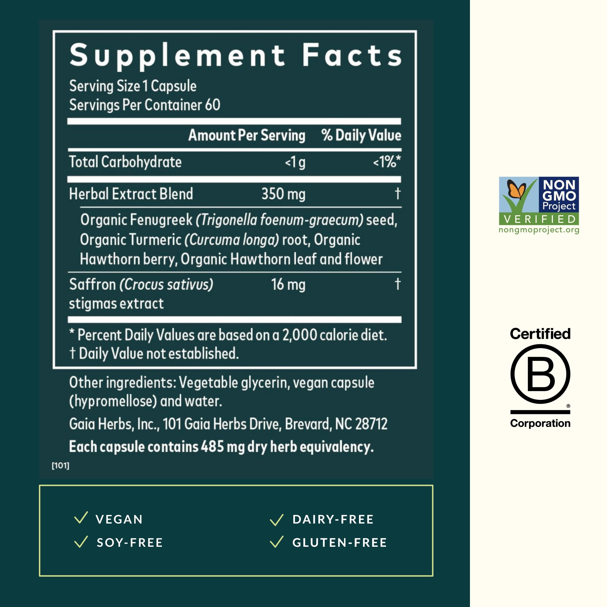 Gaia Herbs Period Cycle Serenity - with Clinically Studied Saffron to Support a Positive Mood* - 60 Vegan Liquid Phyto-Caps (60 Servings) - Image 3