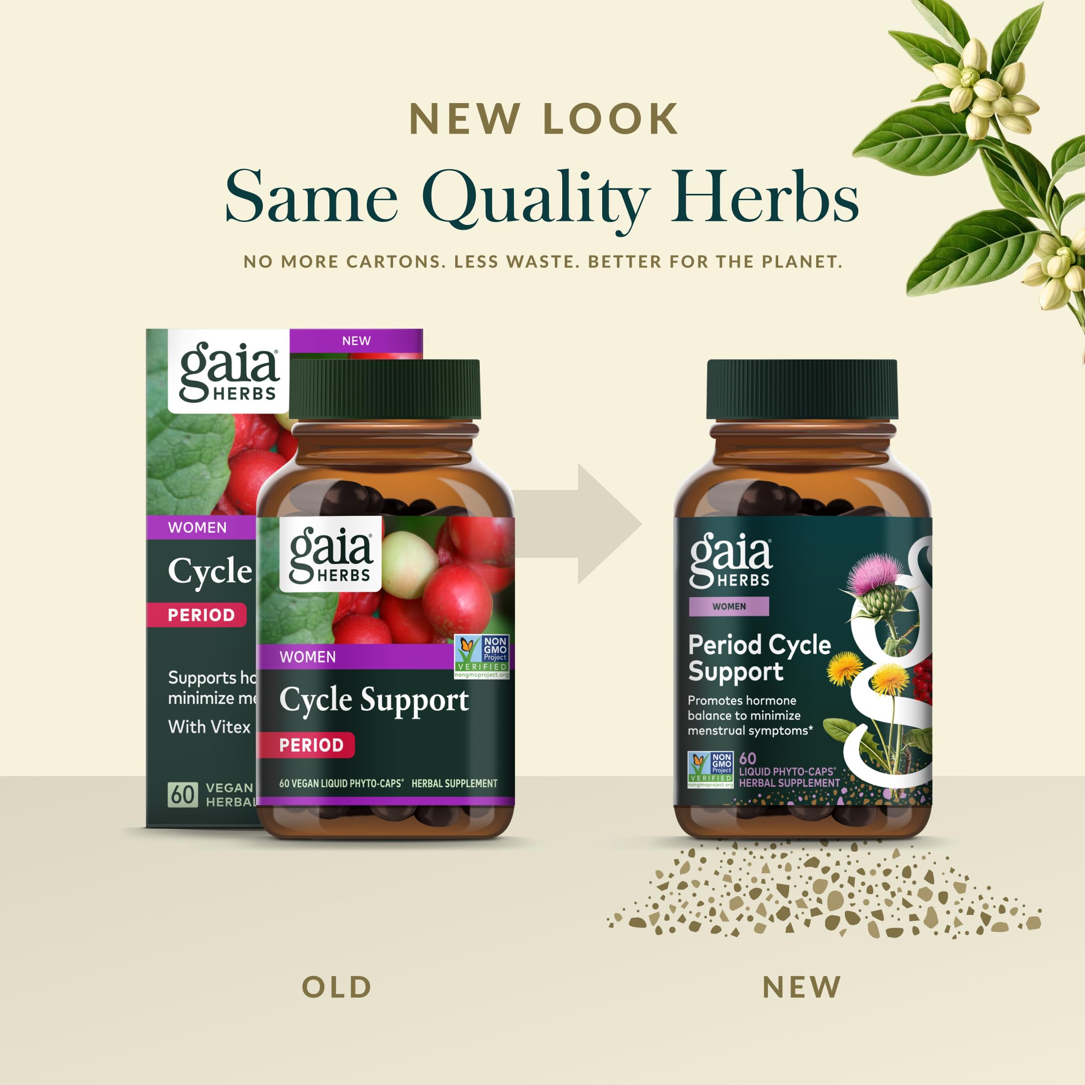 Gaia Herbs Period Cycle Support - Supports Hormone Balance & PMS Relief* - Herbal Supplement with Vitex Berry & Schisandra - Free from Gluten, Dairy & Soy - 60 Vegan Liquid Phyto-Caps (30 Servings) - Image 6