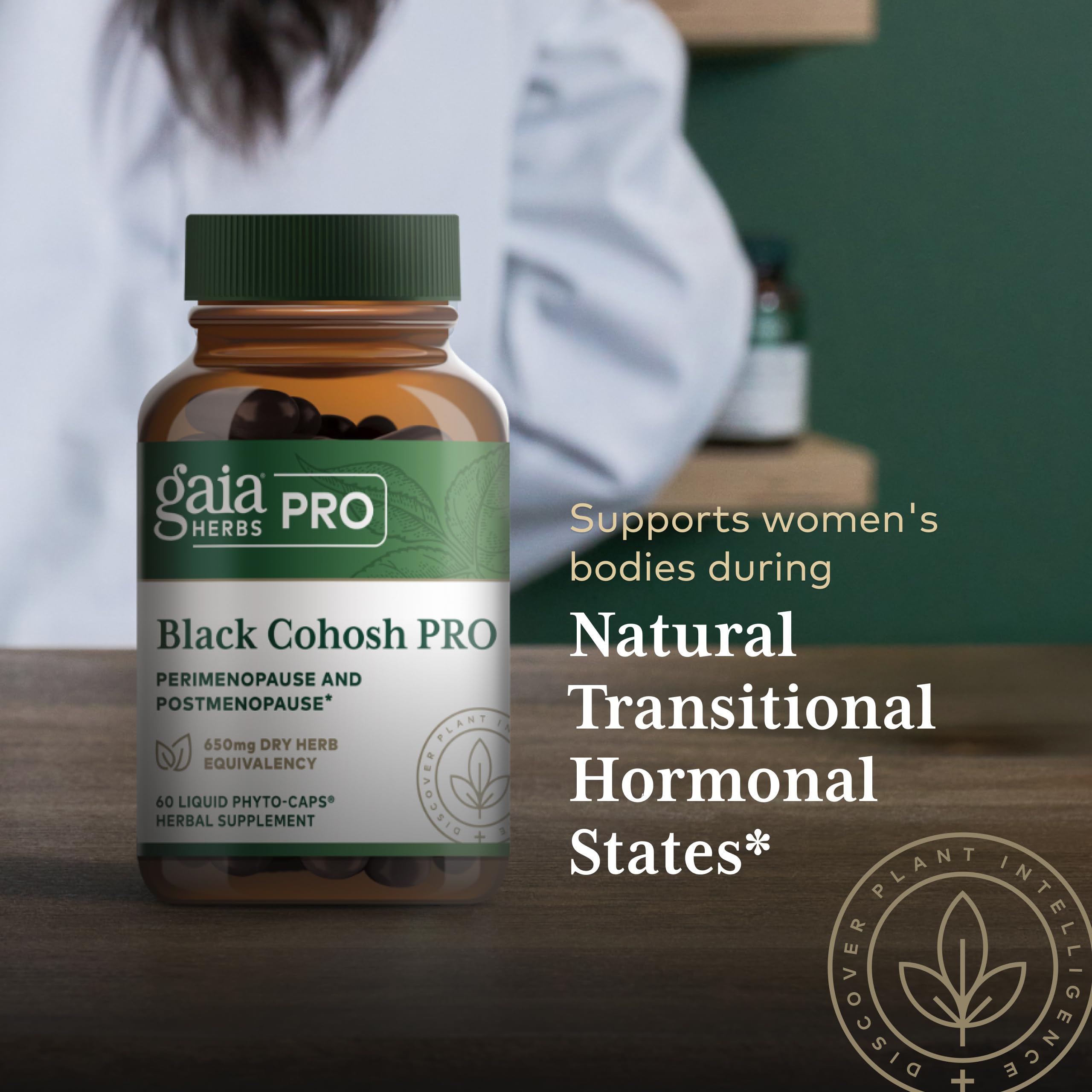 GAIA HERBS PRO Black Cohosh PRO - Healthy Perimenopause & Post Menopause Support Supplement* - Women's Health Supplement with Black Cohosh Root Extract - Vegan - 60 Liquid Phyto-Caps (60 Servings) - Image 5