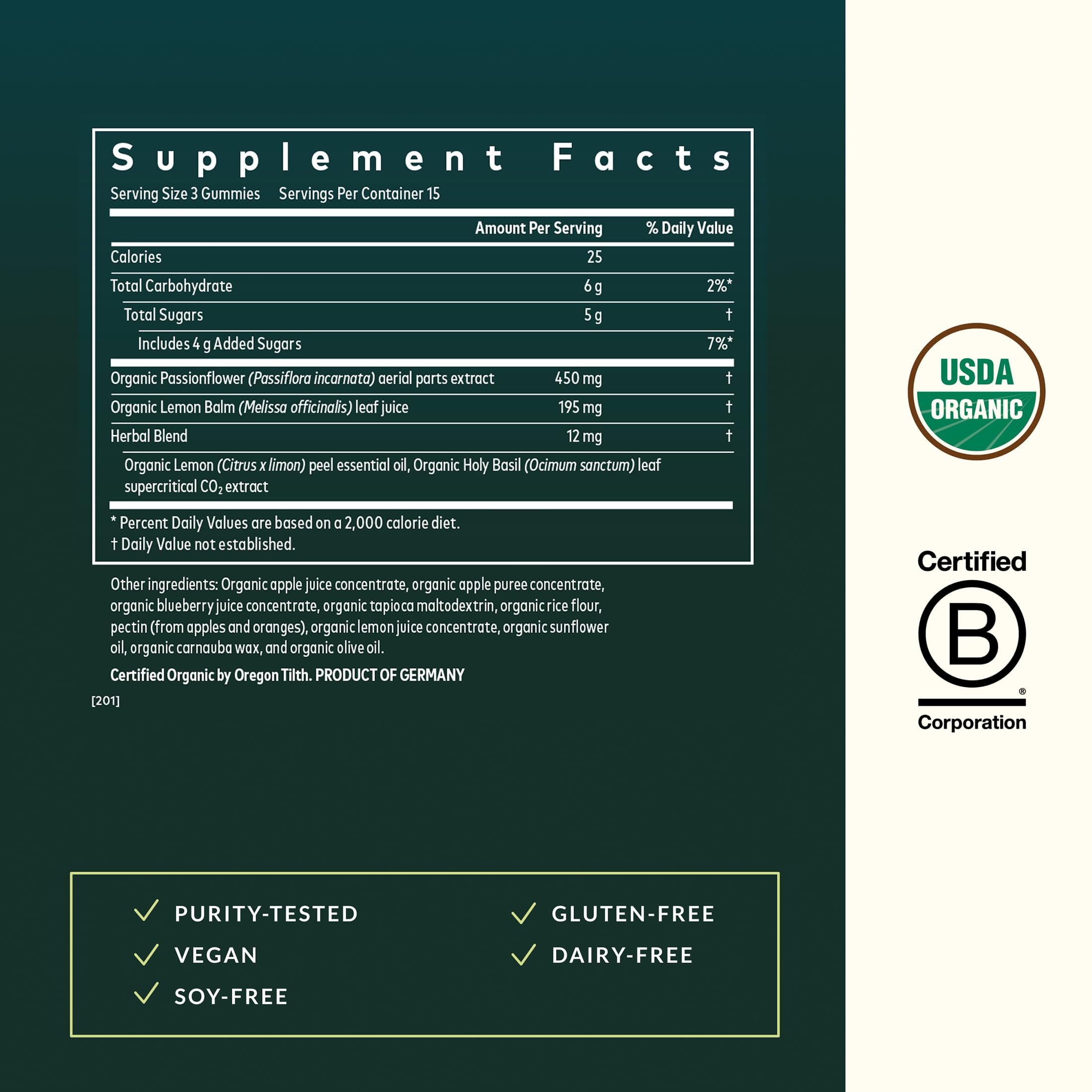 Gaia Herbs Relax Gummies - Supports Calm Feelings* - with Passionflower & Lemon Balm - 45 Vegan Gummies (15 Servings) - Image 3