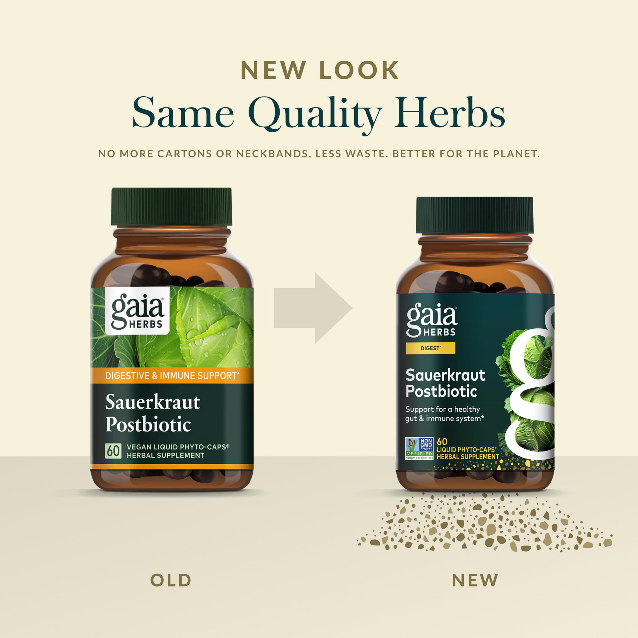 Gaia Herbs Sauerkraut Postbiotic - Gut Health & Immune Support Supplement* - Made with Fermented Sauerkraut - Free from Dairy, Soy & Gluten - 60 Vegan Liquid Phyto-Caps (30 Servings) - Image 6