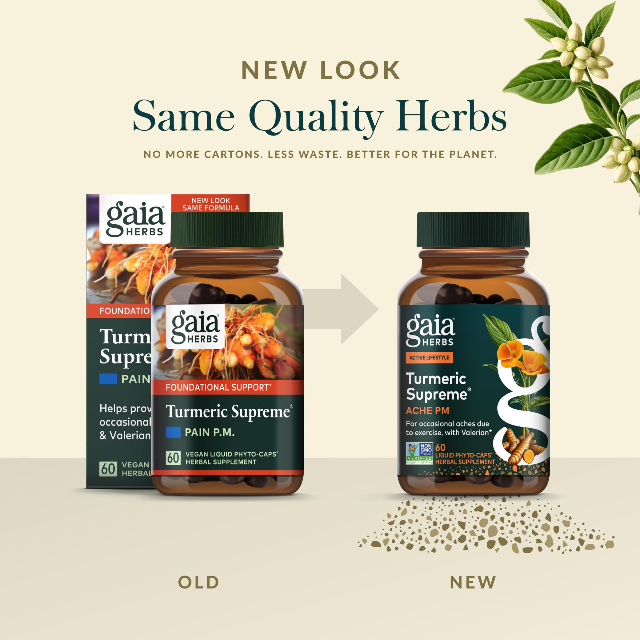 Gaia Herbs Turmeric Supreme Ache P.M. - Helps Provide Nighttime Comfort to Support More Restful Sleep* - with Turmeric Root, Valerian, California Poppy & More - 60 Liquid Phyto-Caps (20 Servings) - Image 6