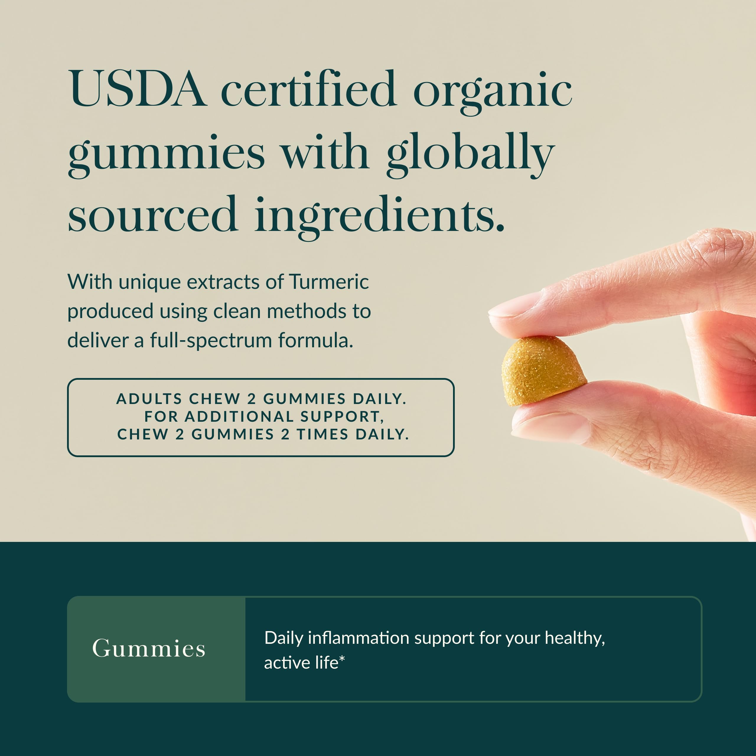 Gaia Herbs Turmeric Supreme Adult Daily - Daily Support for Healthy, Active Lifestyle* - USDA Certified Organic Blend of Turmeric & Supportive Herbs - 40 Vegan Gummies (20 Servings) - Image 4