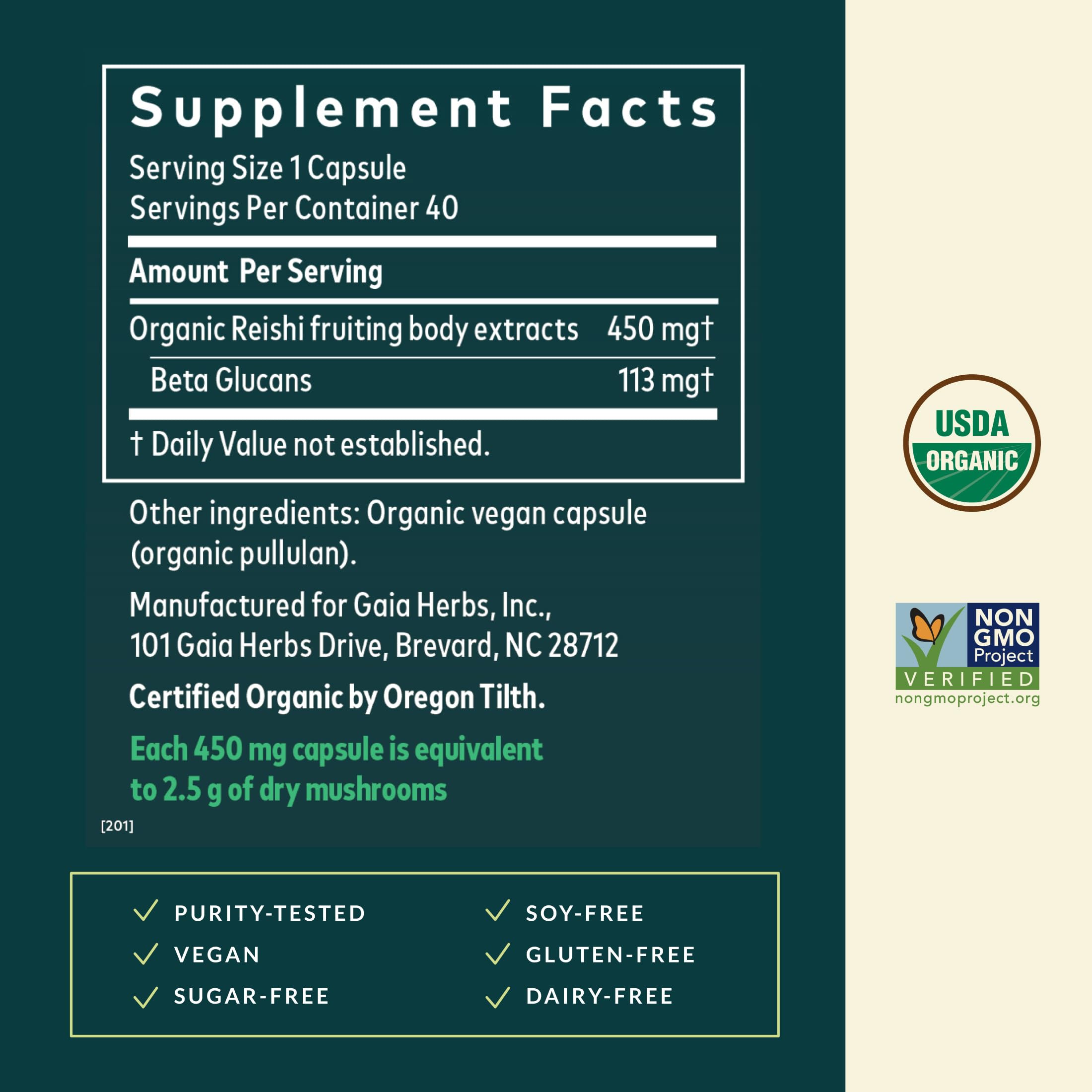 Gaia Herbs Turmeric Supreme Extra Strength - Supports Occasional Discomfort* 60 Phyto-Caps & Reishi Mushroom - Adaptogen Herbal Supplement for Longevity Support* - 40 Phyto-Caps (2 Pack) - Image 3