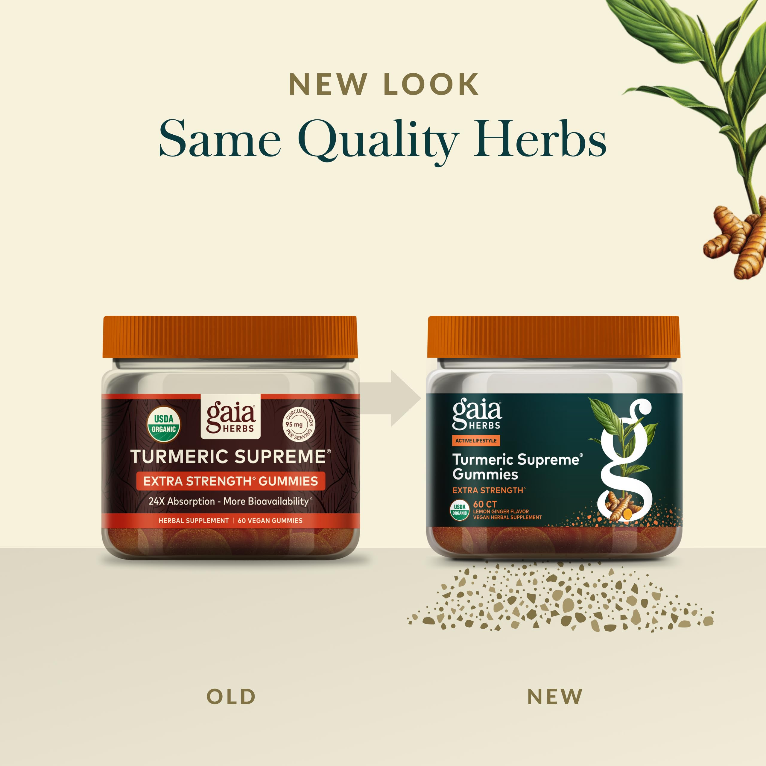 Gaia Herbs Turmeric Supreme Gummies Extra Strength - Supports Healthy Inflammatory Response in Healthy Individuals* - Lemon Ginger Flavor - 60 Vegan Organic Gummies (20 Servings) - Image 6