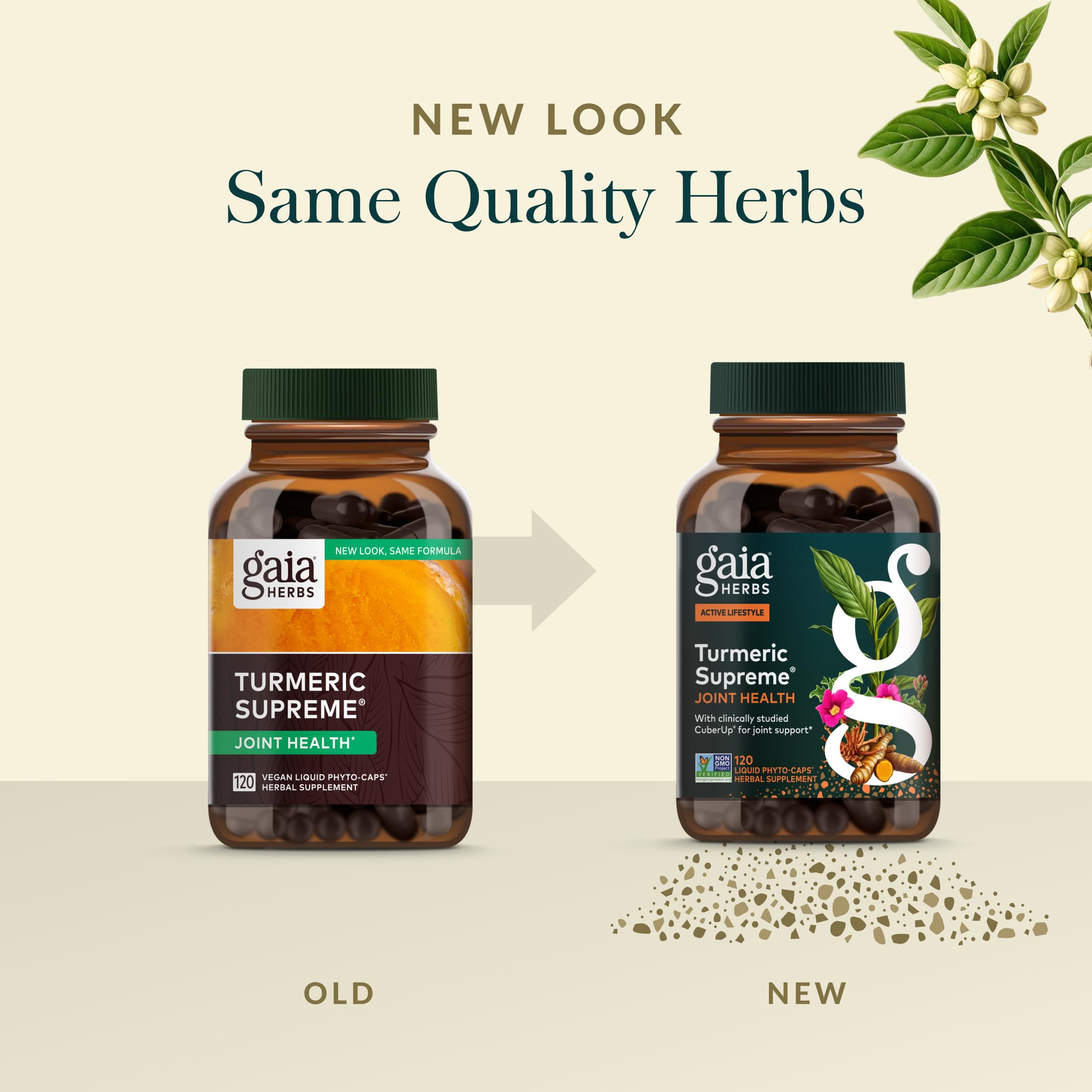 Gaia Herbs Turmeric Supreme Joint Health - Joint Support Supplement with Cucumber, Quercetin, Black Pepper, Ginger Root, Curcuminoids & More* - 120 Liquid Phyto-Caps (60 Servings) - Image 6