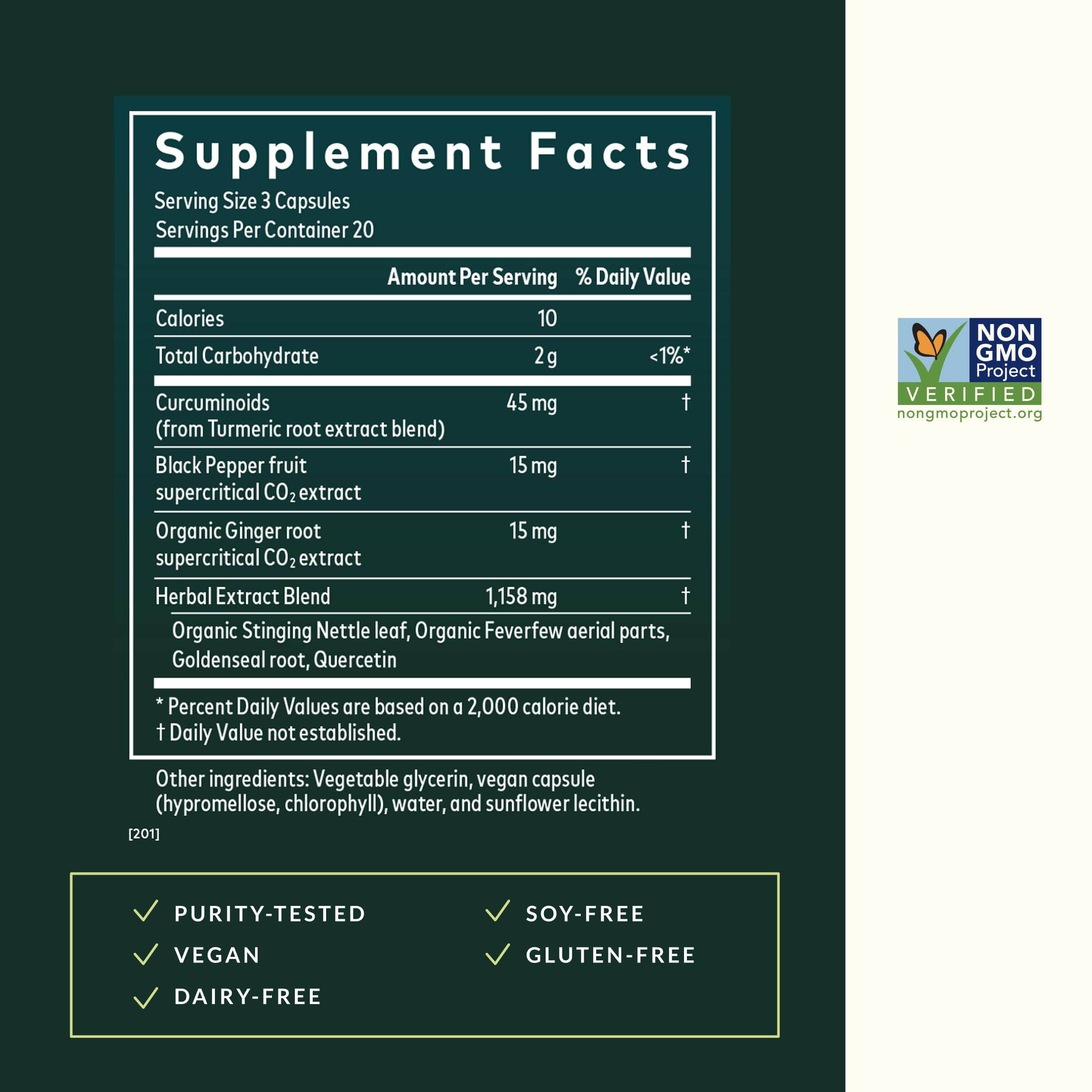 Gaia Herbs Turmeric Supreme Sinus Support - Helps Provide Sinus Relief & Healthy Response* - with Quercetin, Curcuminoids from Turmeric, Black Pepper & More - 60 Vegan Liquid Phyto-Caps (20 Servings) - Image 3