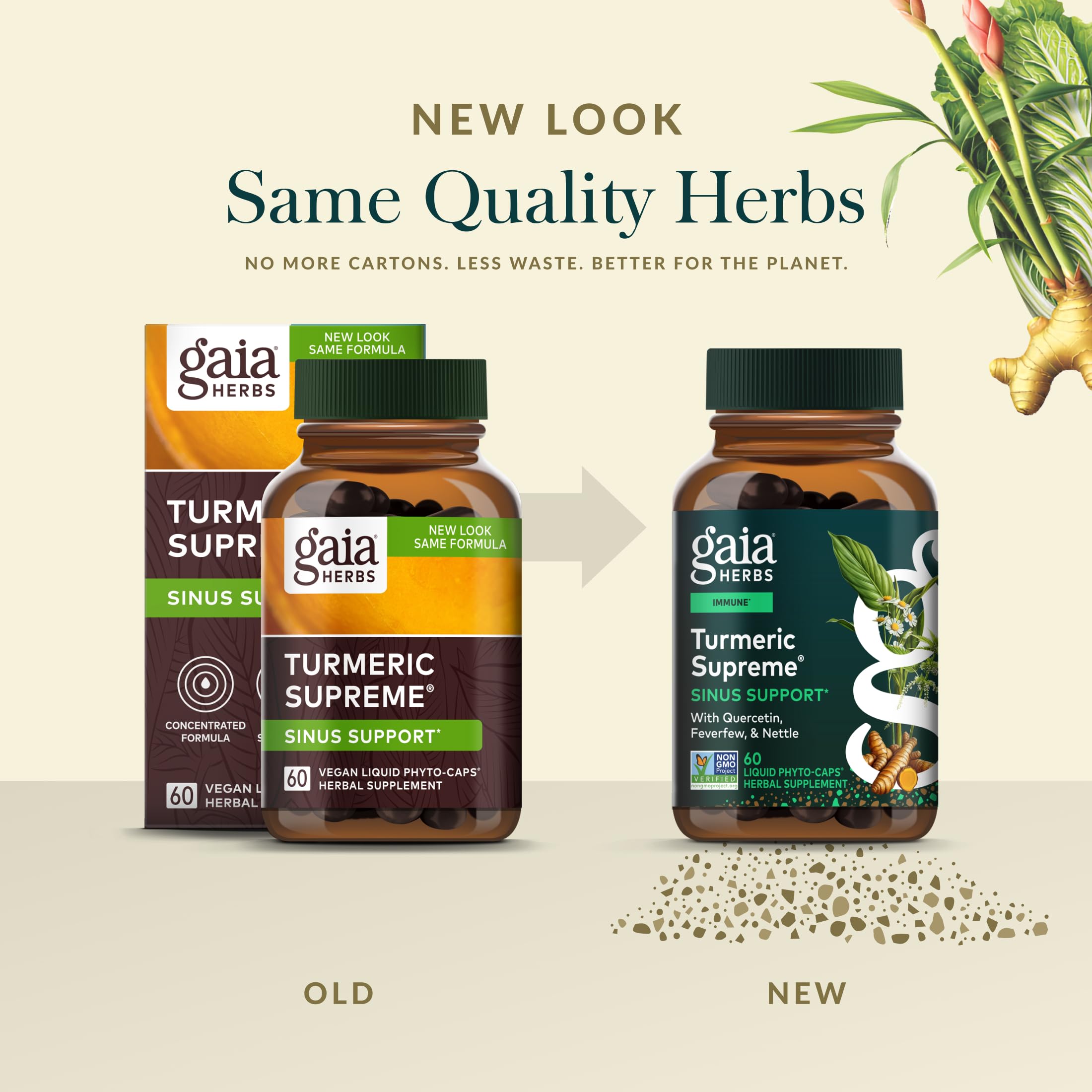 Gaia Herbs Turmeric Supreme Sinus Support - Helps Provide Sinus Relief & Healthy Response* - with Quercetin, Curcuminoids from Turmeric, Black Pepper & More - 60 Vegan Liquid Phyto-Caps (20 Servings) - Image 6